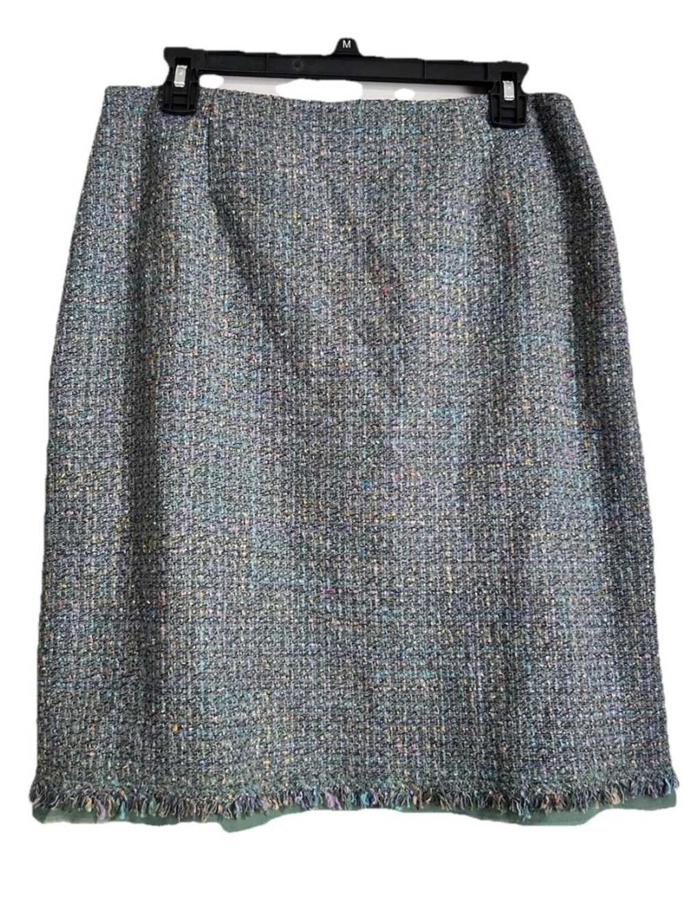 Lillie Rubin Wool Blend Tweed Fringe Hem A-Line Skirt Size 12 Vintage